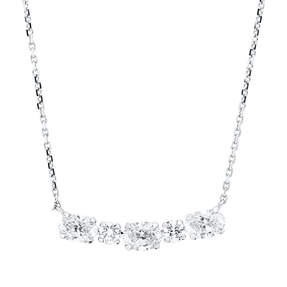 Collier aus 750 Gold Weißgold 5 Diamanten 1,31ct TW-SI L:45cm