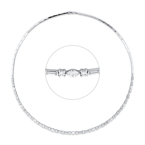 Collier aus 750 Gold Weißgold 57 Diamanten 3,49ct TW L:45cm
