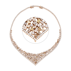 Collier aus 750 Gold Rotgold 377 Diamanten 17,8ct L:40,5cm Collier aus 750 Gold Rotgold 377 Diamanten 17,8ct L:40,5cm
