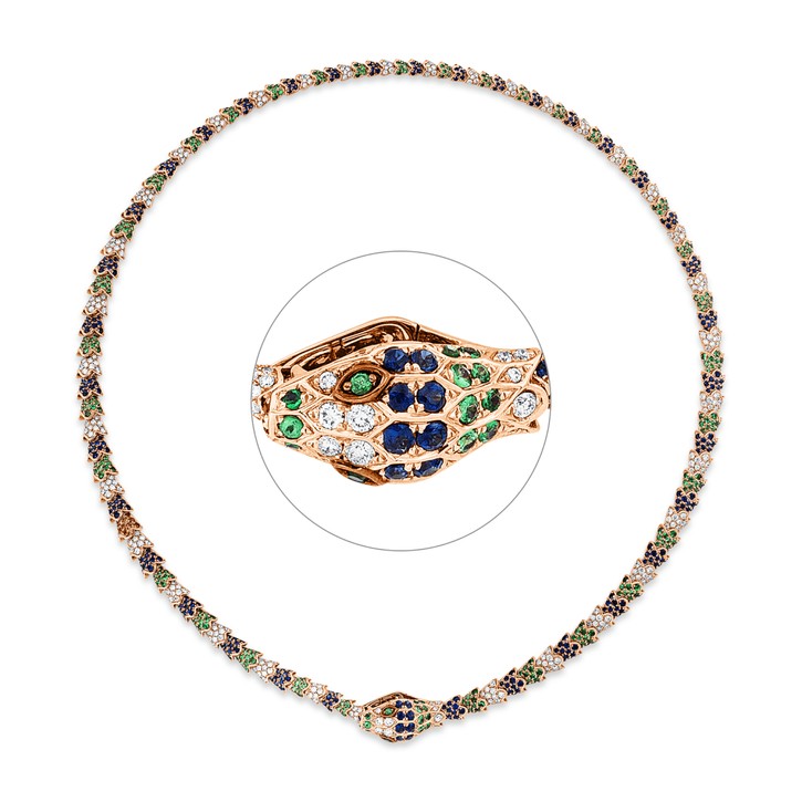 Collier aus 750 Rotgold 763 Saphire 373 Brillanten 3.99ct