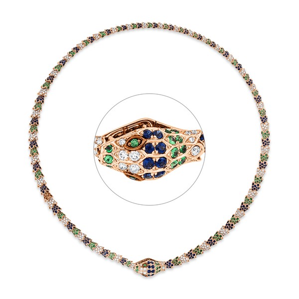 Collier aus 750 Rotgold 763 Saphire 373 Brillanten 3.99ct