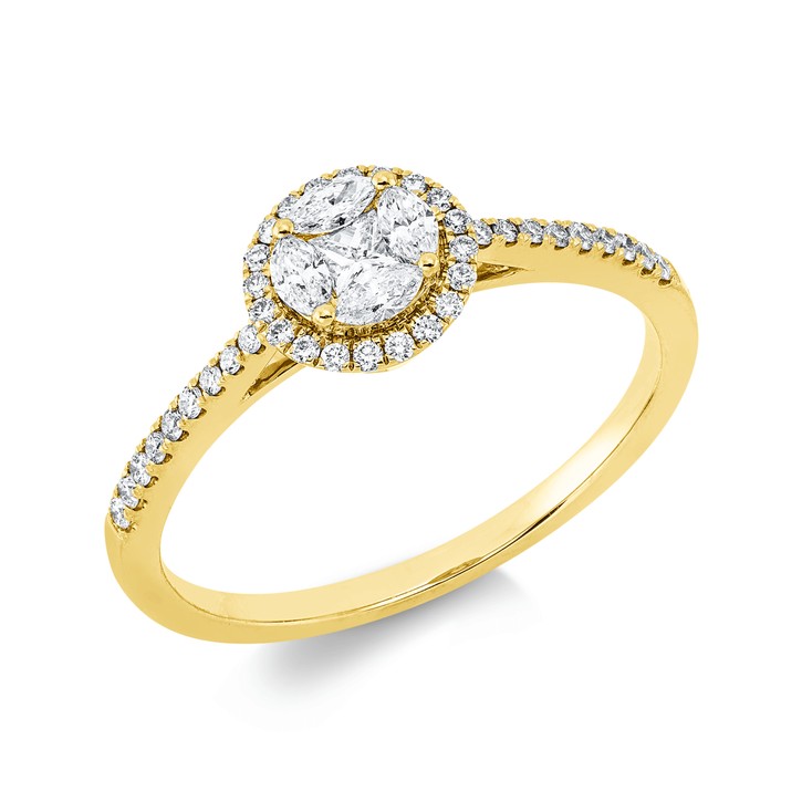 Ring aus 750 Gelbgold 43 Brillanten 0.35ct