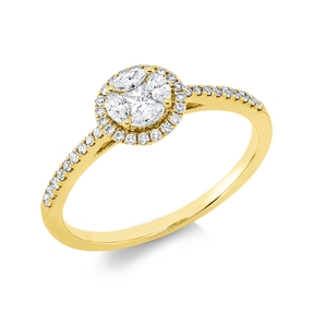 Ring aus 750 Gold Gelbgold 43 Diamanten 0,35ct TW-SI B:7mm