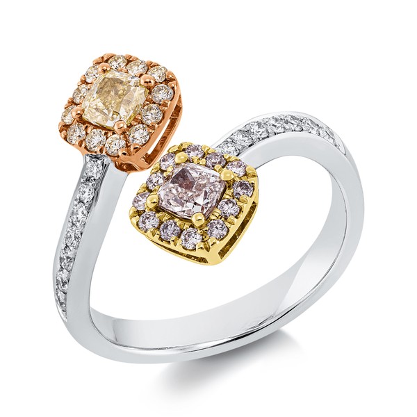Ring aus 750 Gold gelb weiß rot 40 Brillanten 1.17ct