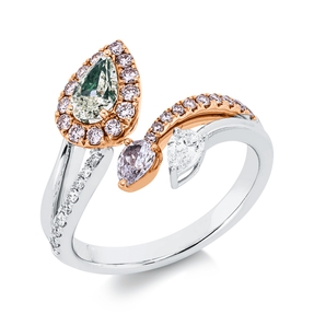 Ring aus 750 Gold weiß/rot 35 Diamanten 1,23ct TW-SI B:14mm