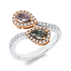 Ring aus 750 Gold weiß/rot 48 Diamanten 1,43ct B:16,3mm
