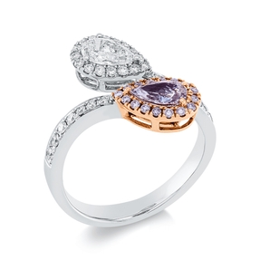 Ring aus 750 Gold weiß/rot 48 Diamanten 1,52ct TW-SI B:15,4mm Ring aus 750 Gold weiß/rot 48 Diamanten 1,52ct TW-SI B:15,4mm