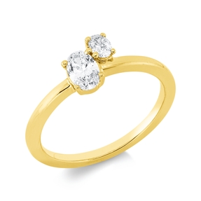 Ring aus 750 Gold Gelbgold 2 Diamanten Oval-Schliff 0,43ct TW-SI B:7,4mm