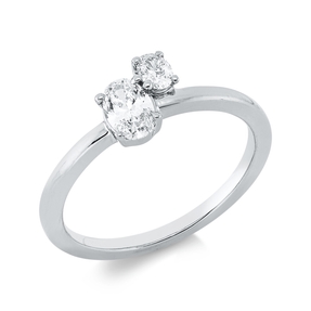 Ring aus 750 Gold Weißgold 2 Diamanten Oval-Schliff 0,43ct TW-SI B:7,4mm