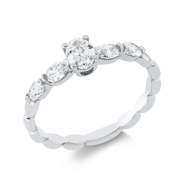 Solitaire Ring aus 750 Weißgold 5 Diamanten 0.62ct