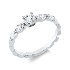 Solitaire Ring aus 750 Gold Weißgold 5 Diamanten 0,57ct TW-SI B:4,4mm