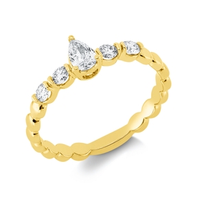 Solitaire Ring aus 750 Gold Gelbgold 5 Diamanten 0,4ct TW-SI B:5,8mm