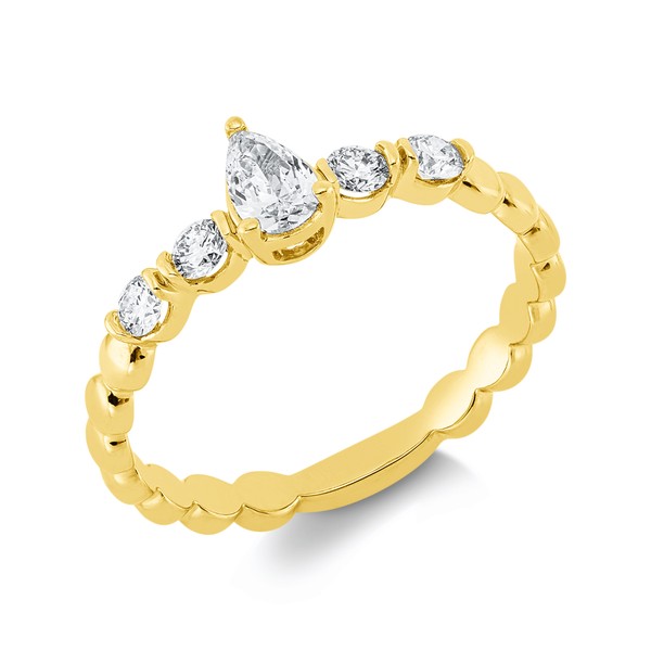 Solitaire Ring aus 750 Gelbgold 5 Diamanten 0.4ct
