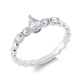 Solitaire Ring aus 750 Gold Weißgold 5 Diamanten 0,43ct TW-SI B:5,8mm