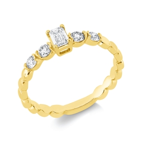 Solitaire Ring aus 750 Gold Gelbgold 5 Diamanten 0,42ct TW-SI B:4,7mm