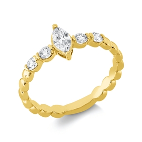 Solitaire Ring aus 750 Gold Gelbgold 5 Diamanten 0,44ct TW-SI B:7,5mm