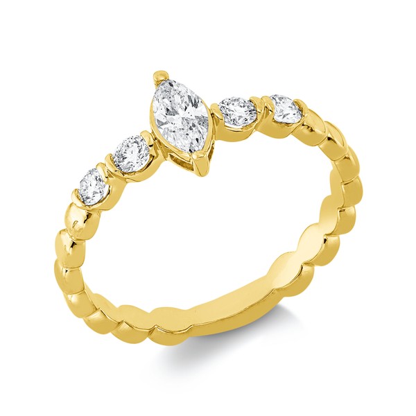 Solitaire Ring aus 750 Gelbgold 5 Diamanten 0.44ct