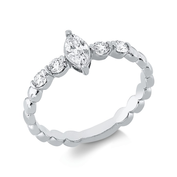 Solitaire Ring aus 750 Weißgold 5 Diamanten 0.44ct