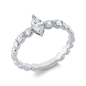 Solitaire Ring aus 750 Gold Weißgold 5 Diamanten 0,44ct TW-SI B:7,5mm