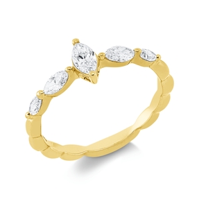 Solitaire Ring aus 750 Gold Gelbgold 5 Diamanten 0,54ct TW-SI B:7,3mm