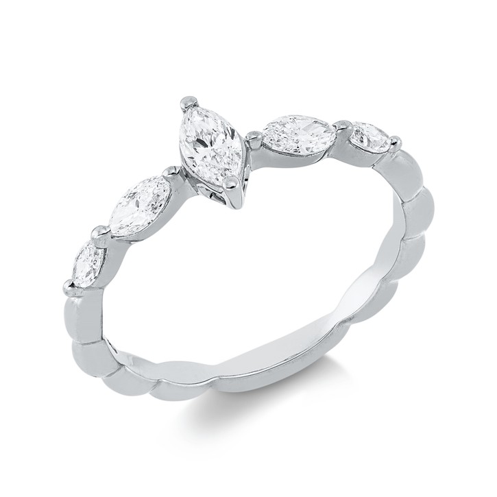Solitaire Ring aus 750 Weißgold 5 Diamanten 0.52ct