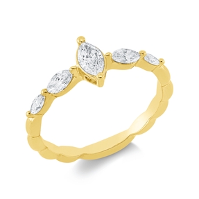 Solitaire Ring aus 750 Gold Gelbgold 5 Diamanten 0,55ct TW-SI B:6,6mm