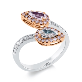 Ring aus 750 Gold weiß/rot 47 Diamanten 1,47ct B:15mm