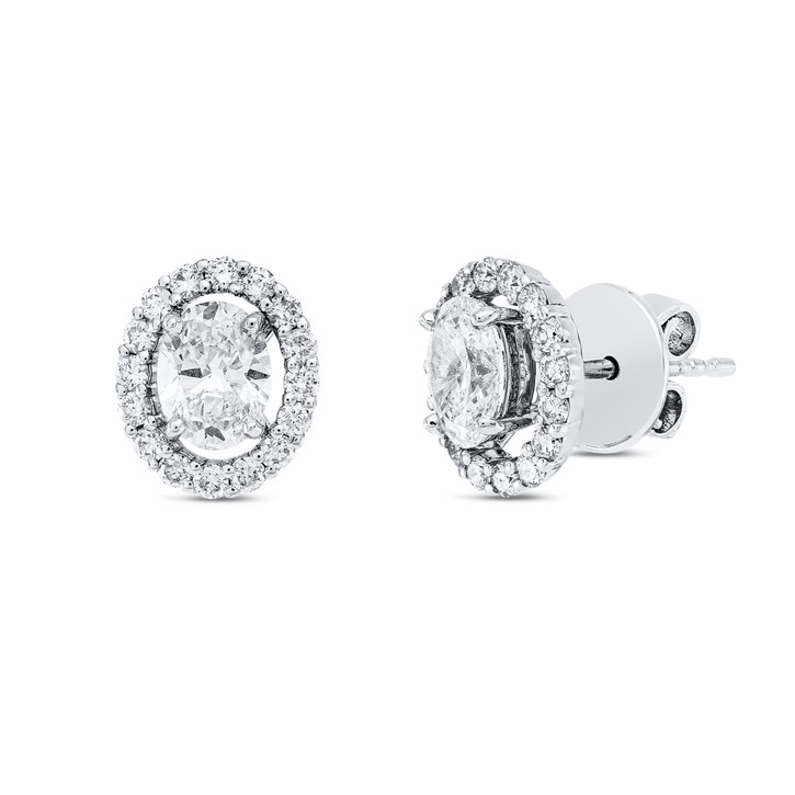 Solitaire Ohrstecker aus 750 Weißgold 34 Brillanten 1.13ct