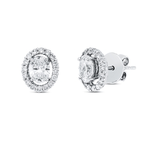 Solitaire Ohrstecker aus 750 Gold Weißgold 34 Diamanten 1,13ct TW-VSI/SI