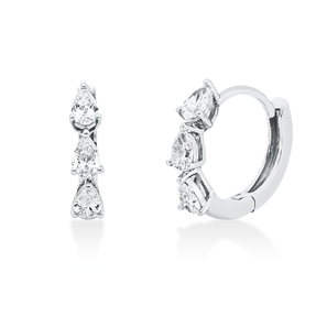 Creolen aus 750 Weißgold 6 Diamanten Tropfen-Schliff 0,48ct TW-SI 13,2x2mm Creolen aus 750 Weißgold 6 Diamanten Tropfen-Schliff 0,48ct TW-SI 13,2x2mm