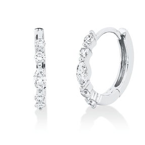 Creolen aus 750 Gold Weißgold 10 Diamanten 0,27ct TW-SI Creolen aus 750 Gold Weißgold 10 Diamanten 0,27ct TW-SI