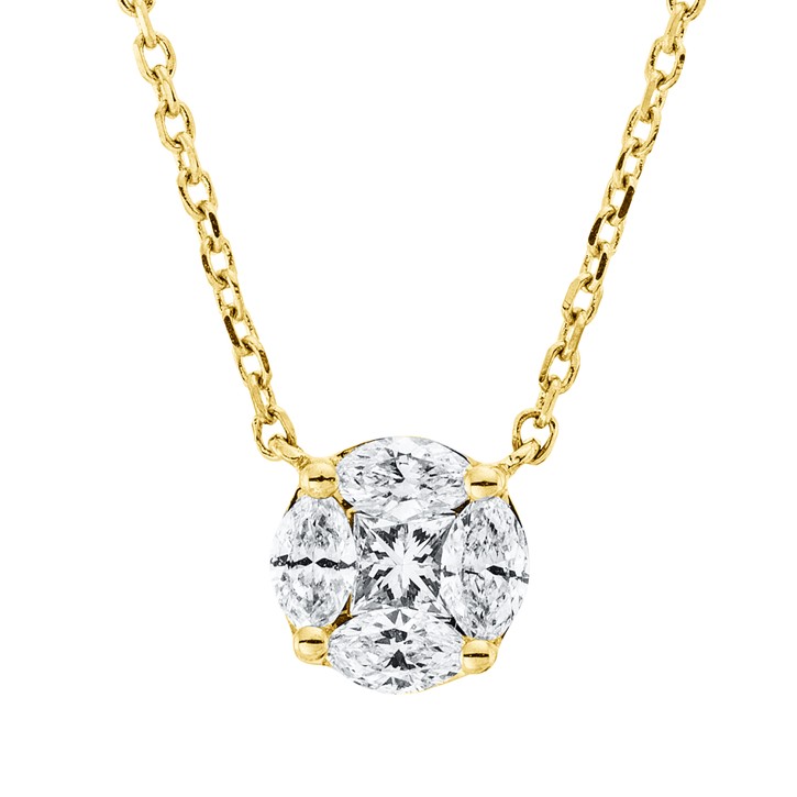 Collier aus 750 Gelbgold 5 Diamanten 0.23ct