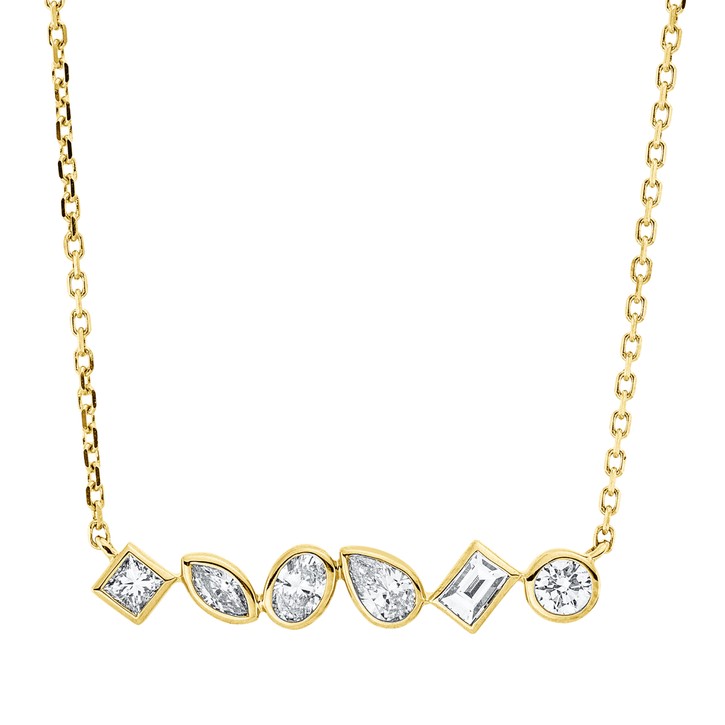 Collier aus 750 Gelbgold 6 Brillanten 0.48ct