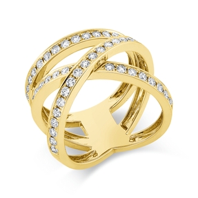 Ring aus 750 Gold Gelbgold 54 Brillanten 0,88ct TW-VSI B:16mm
