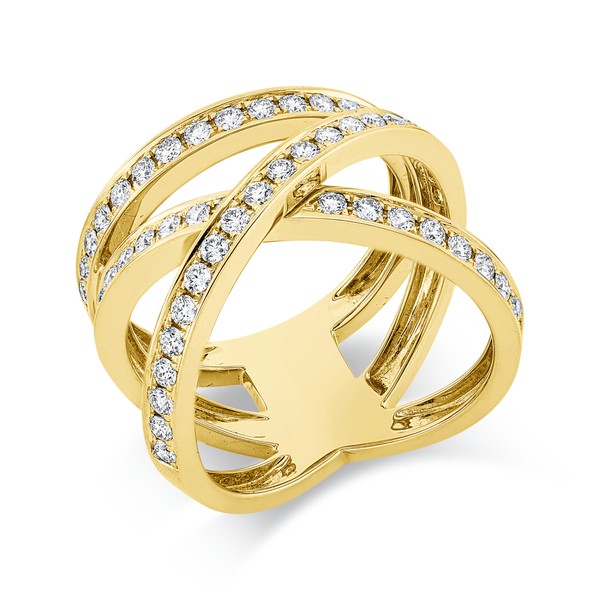 Ring aus 750 Gelbgold 54 Brillanten 0.88ct