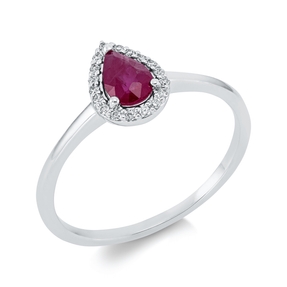 Ring aus 750 Weißgold Rubin 0,45ct rot 18 Brillanten 0,06ct TW-SI B:8,7mm Ring aus 750 Weißgold Rubin 0,45ct rot 18 Brillanten 0,06ct TW-SI B:8,7mm
