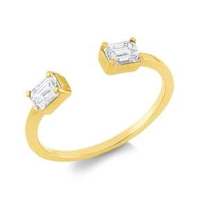Ring aus 750 Gold Gelbgold 2 Diamanten Smaragd-Schliff 0,6ct TW-SI B:3,6mm Ring aus 750 Gold Gelbgold 2 Diamanten Smaragd-Schliff 0,6ct TW-SI B:3,6mm