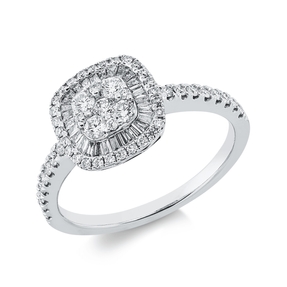 Ring aus 750 Gold Weißgold 82 Diamanten 0,63ct TW-SI B:9,7mm Ring aus 750 Gold Weißgold 82 Diamanten 0,63ct TW-SI B:9,7mm