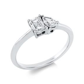 Ring aus 750 Gold Weißgold 2 Diamanten 0,69ct F-VSI B:5,4mm Ring aus 750 Gold Weißgold 2 Diamanten 0,69ct F-VSI B:5,4mm