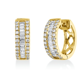 Creolen aus 750 Gold Gelbgold 77 Diamanten 0,93ct TW-VSI 15,7x5mm