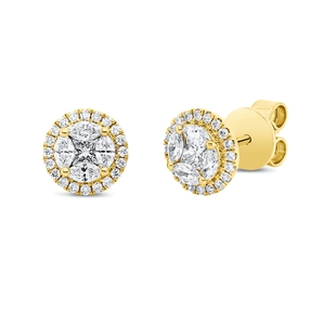 Ohrstecker aus 750 Gold Gelbgold 50 Diamanten 0,54ct TW-SI 7,3x7,3mm
