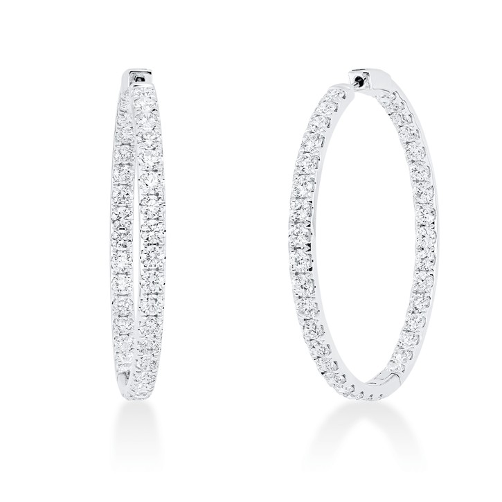 Creolen aus 750 Weißgold 70 Brillanten 6.39ct