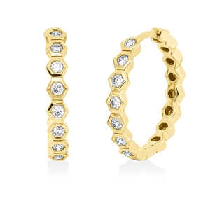 Creolen aus 750 Gold Gelbgold 16 Brillanten 0,33ct TW-SI 18,5x2,8mm Zarge