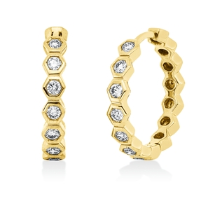 Creolen aus 750 Gold Gelbgold 14 Brillanten 0,45ct TW-SI 18,7x3,2mm Zarge