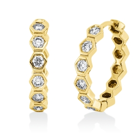 Creolen aus 750 Gold Gelbgold 12 Brillanten 0,6ct TW-SI 18,7x3,5mm Zarge