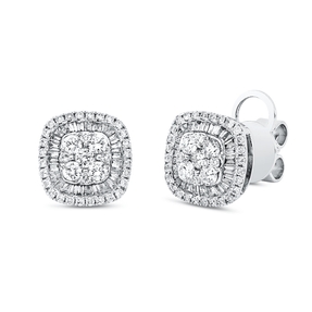 Ohrstecker aus 750 Gold Weißgold 130 Diamanten 0,96ct TW-SI 9,7x9,7mm
