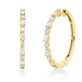 Creolen aus 750 Gold Gelbgold 22 Diamanten 1,41ct TW-SI 30,2x2,5mm