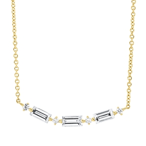Collier aus 750 Gold Gelbgold 7 Diamanten 0,5ct TW-SI L:45cm