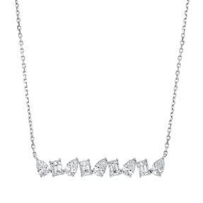 Collier aus 750 Gold Weißgold 9 Diamanten 1,24ct F-VSI L:45,7cm