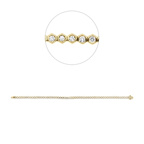 Armband aus 750 Gold Gelbgold 55 Brillanten 1,75ct TW-SI B:3,5mm L:18cm Zarge